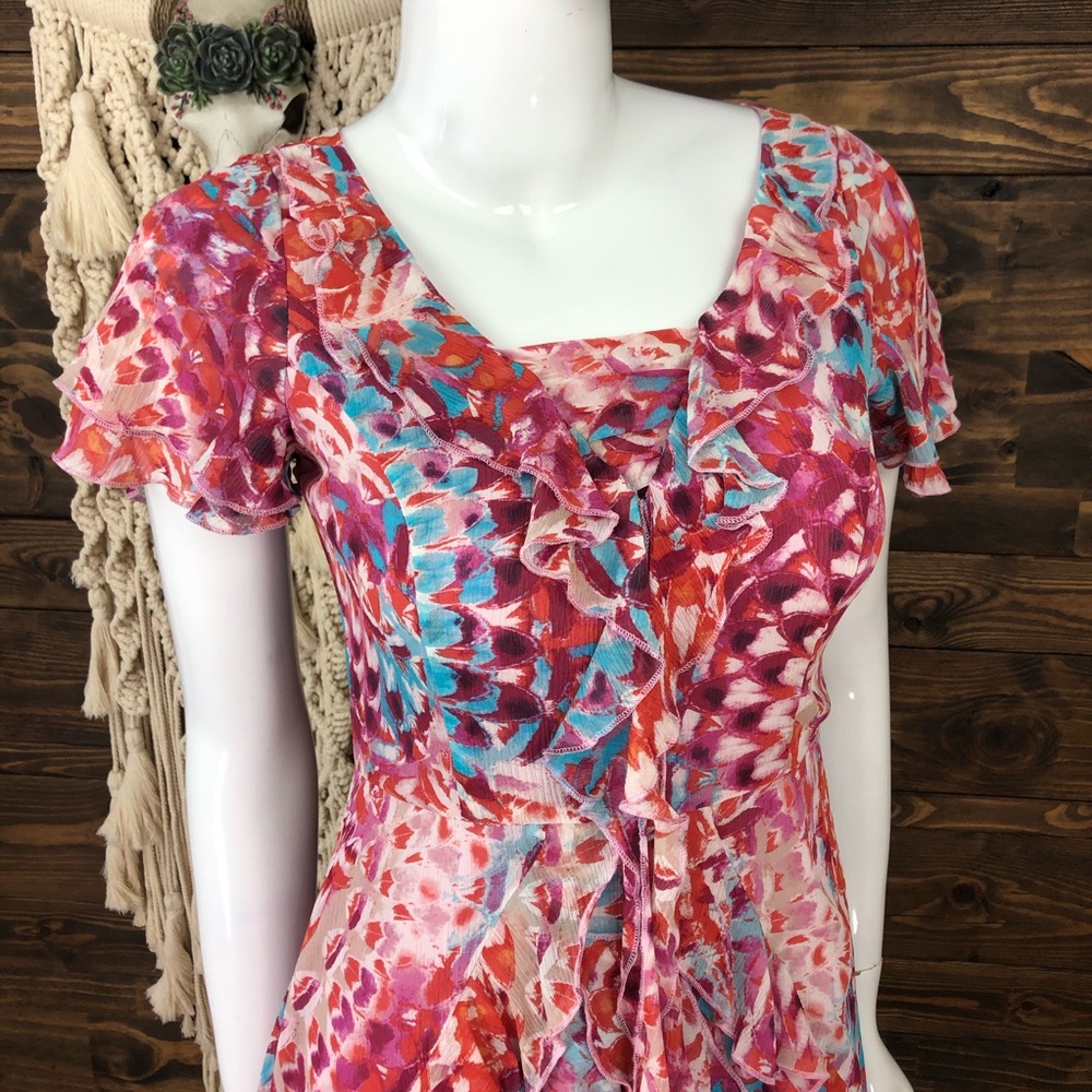 Sundance | Patterned‎ Ruffled Silk Dress - Picture 4 of 5